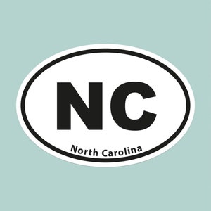 North Carolina State Oval Bumper Sticker Laptop Water Bottle Vinyl America USA