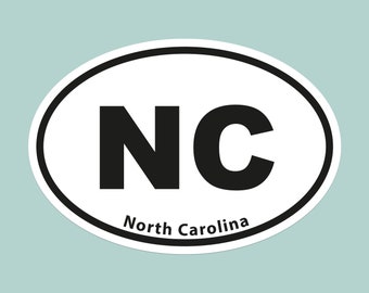 North Carolina State Oval Bumper Sticker Laptop Water Bottle Vinyl America USA
