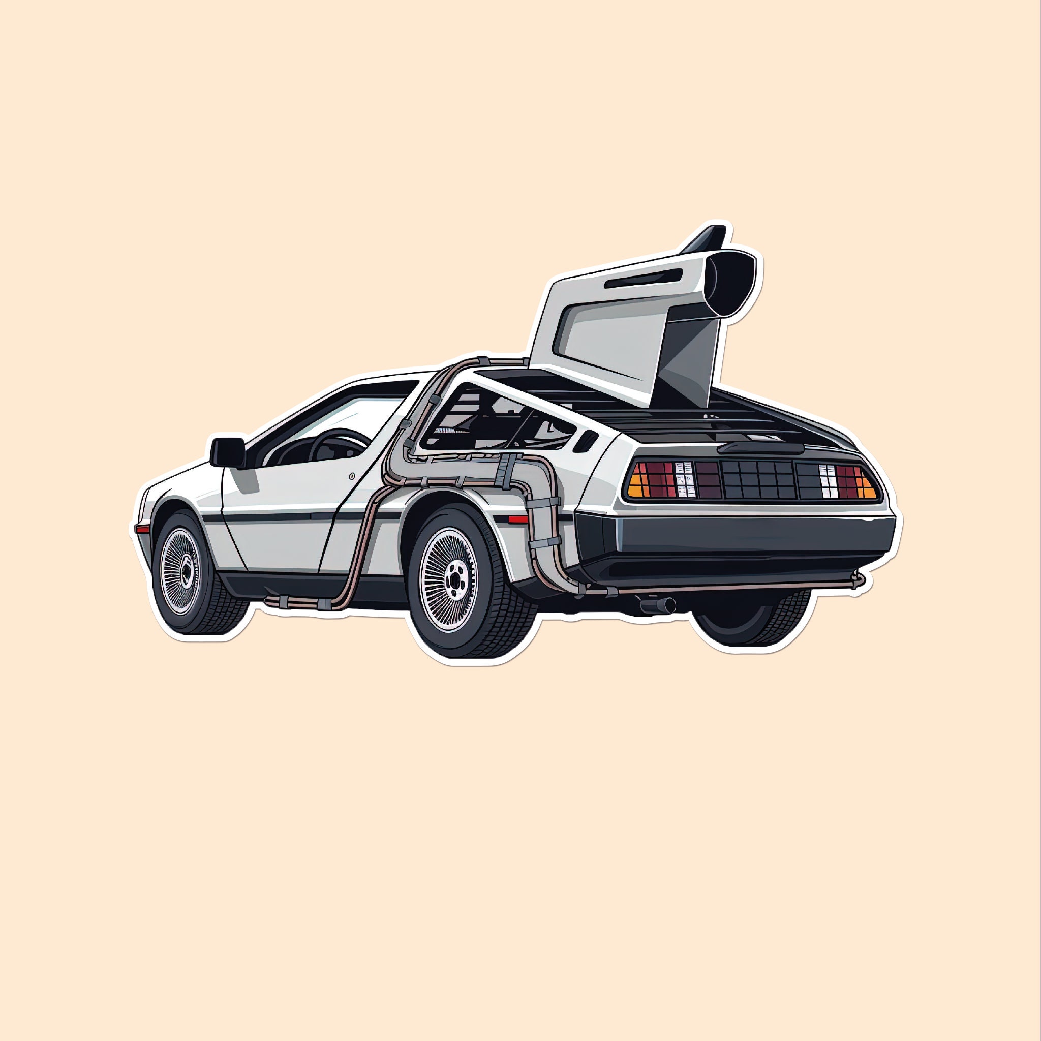 Time Machine Sticker Labels Delorean Time Machine Sticker, Laptop Sticker, Water Bottle Sticker ...