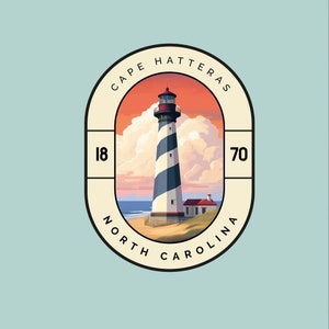 Cape Hatteras Sticker North Carolina Lighthouse Travel Gift Kindle Landmark Series Laptop Car Decal