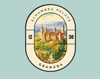 Alhambra Palace Sticker Granada Spain Travel Gift Kindle Landmark Series Laptop Car Decal