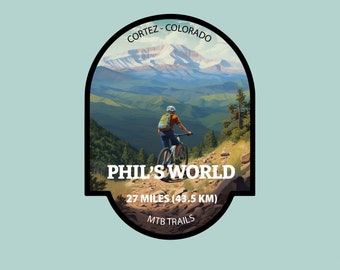 Mountain Bike Sticker Colorado Phil's World MTB Trail Sticker Bike Trails Laptop Sticker Trail Series
