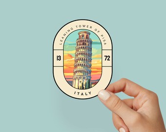 Pisa Tower Italy Sticker for Water Bottle Sticker Travel Gift Kindle Landmark Series Laptop Decal