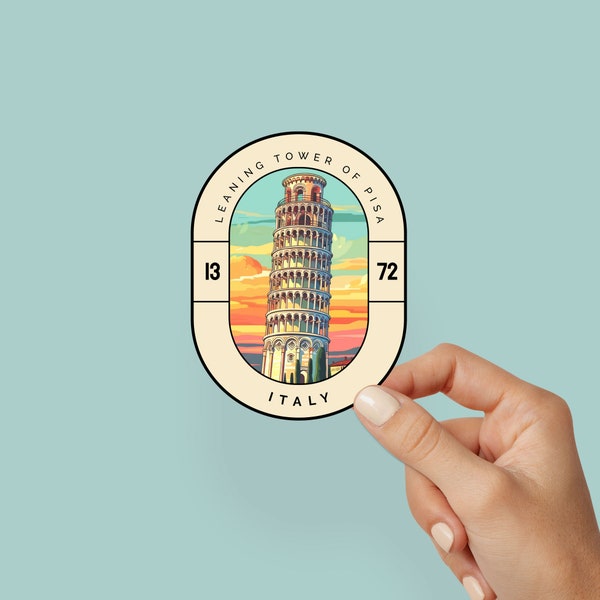 Pisa Tower Italy Sticker for Water Bottle Sticker Travel Gift Kindle Landmark Series Laptop Decal