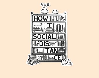 Anti Social Distance Sarcastic Sticker, Bookish Sticker for Book Reader, Laptop Sticker, Bookcart Sticker, Gift for Readers