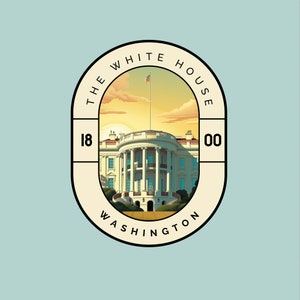White House Travel Sticker Washington DC Travel Journal Sticker Cute Luggage National Park Explorer Laptop Sticker
