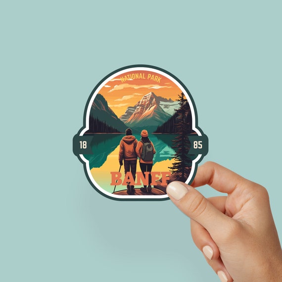 Banff National Park Explorer Laptop Sticker, Canada Series, Hydroflask Water-Resistant Vinyl Sticker, Canada National Park Decal