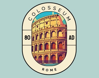 Colosseum Rome Water Bottle Sticker Italy Travel Gift Kindle Landmark Series Laptop Decal