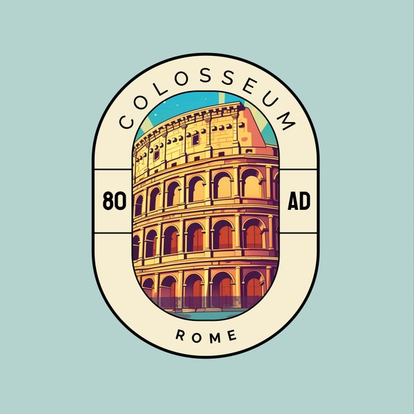 Colosseum Rome Water Bottle Sticker Italy Travel Gift Kindle Landmark Series Laptop Decal