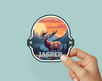 Jasper National Park Explorer Laptop Sticker, Canada Series, Hydroflask Water-Resistant Vinyl Sticker, Canada National Park Decal