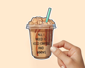 Iced Coffee and Books, stickers for kindle/laptop, book lover gift, water bottle sticker, best friend gift, Best friend gift, birthday gift