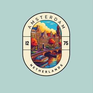 Amsterdam Laptop Kindle Sticker Landmark Series Travel Sticker Gift for Her