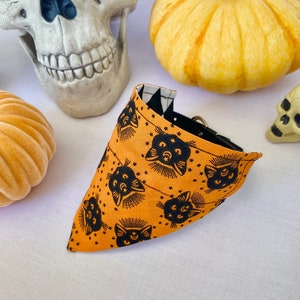 Halloween Pet Bandana, Orange Witchy Cat, Cat Bandana, Pet Bandana, Dog Bandana, Collar Bandana, Spooky Bandana, Over the Collar Dog Bandana