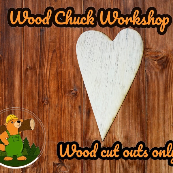 Primitive Heart Wood Cut out DIY blank