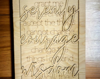 23 x 13 Wood Sign kit Serenity Prayer with frame