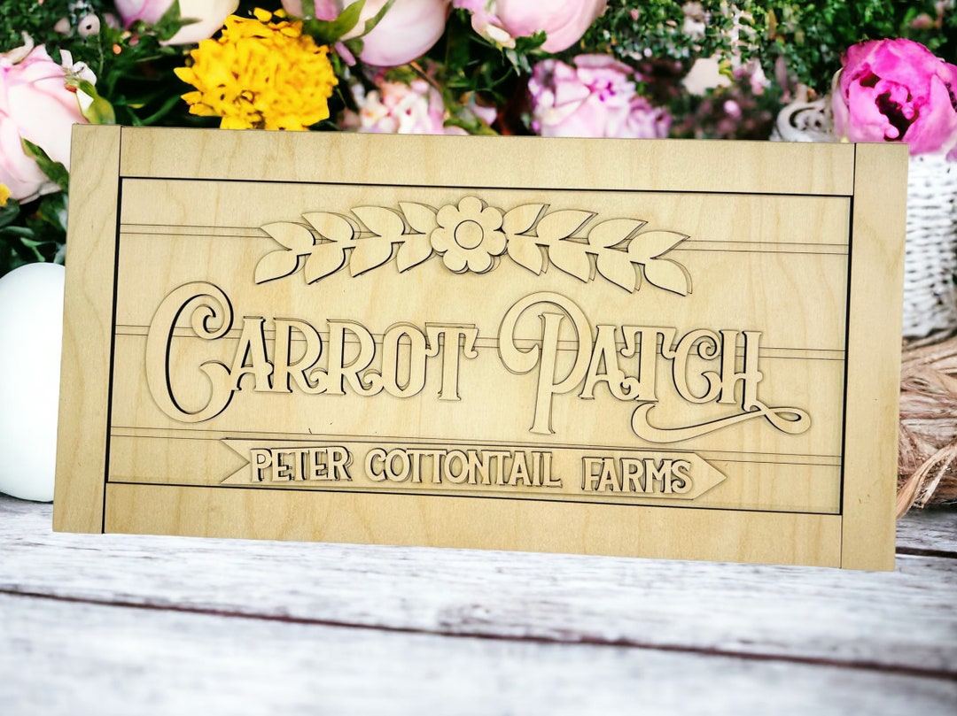 Carrot Patch Easter Wood Sign DIY Kit Birch Wood Door Hanger or Plaque ...