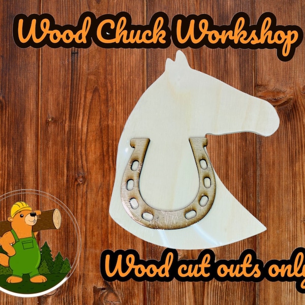 Horse Head Horse shoe KIT Wood Cut out DIY blank