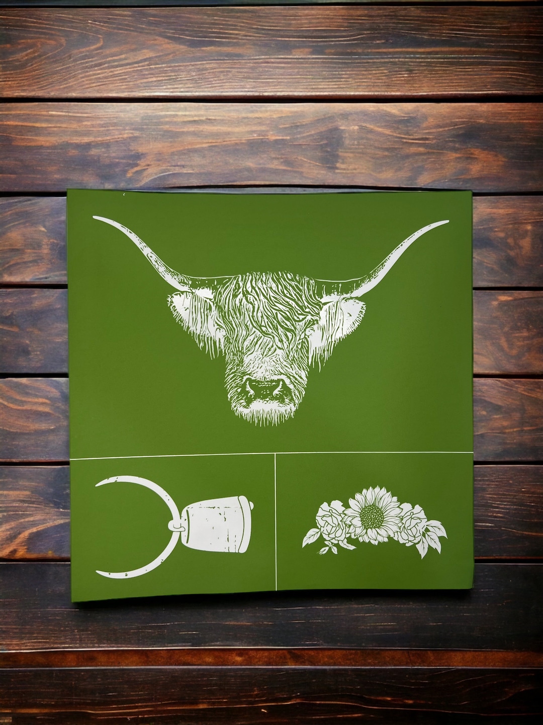 Stencil and / or Wood Cut Outs Highland Cow 13 X 13 Reusable Silk
