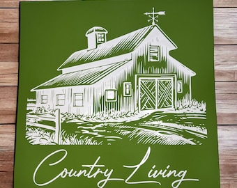 Country Living Barn 15x15 reusable silk screen adhesive transfer / stencil