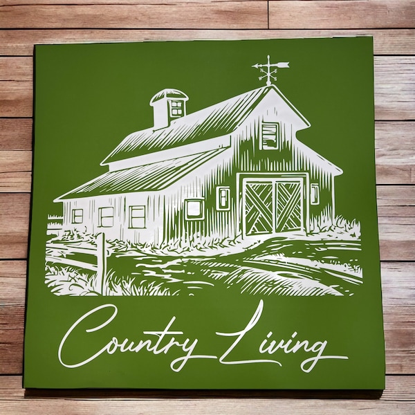 Country Living Barn 15x15 reusable silk screen adhesive transfer / stencil