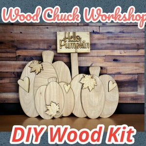 Fall Thanksgiving Pumpkin trio with sign blank DIY KIT #912