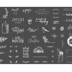 Christmas Notes - Mesh Stencil 18x12  reusable adhesive transfer / stencil
