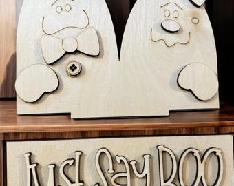 Halloween ghost just say Boo Window insert ONLY for window box INTERCHANGEABLE shelf sitter DIY Wood cut out kit #813