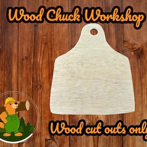 Cow Ear Tag Wood Cut out DIY blank