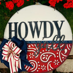 2 SIZES HOWDY Y'all DIY Kit Birch Wood Round Door Hanger or Plaque ...