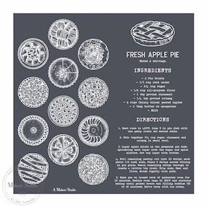Apple Pie Recipe - Mesh Stencil 12x12  reusable adhesive transfer / stencil