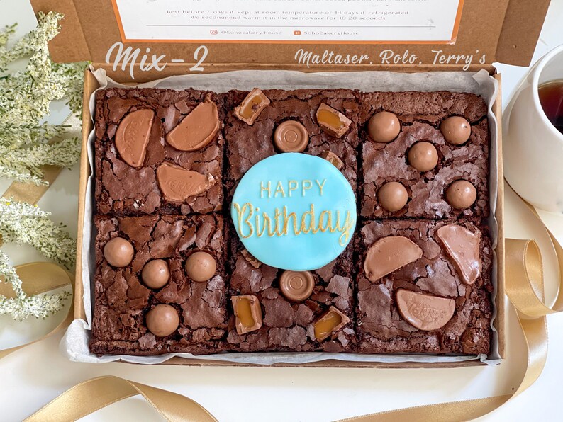 Handmade Chocolate Brownies, Birthday Postal Brownies, Chocolate Gift