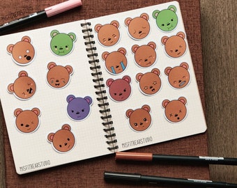 Süßer Bär Emoji Sticker | Matter Sticker | Niedlich für Laptop Bullet Journal oder Planner