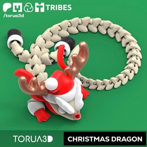 Articulated Dragon 015 CHRISTMAS -STL file for 3D printing|3d print file|stl file 3d printing| articulated dragon stl-virtual file