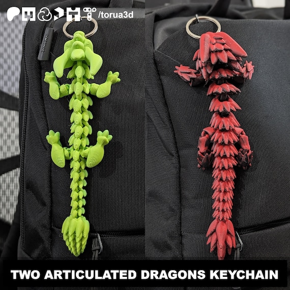 Dos llaveros articulados de dragones 005 y 008 - Impresión 3D - Archivos STL - Producto digital