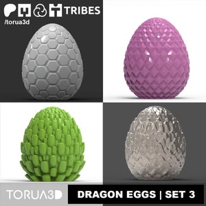Conjunto de 3 huevos de dragón, archivos STL para impresión 3D, producto virtual