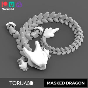 Articulated Masked Dragon 011  -STL file for 3D printing|3d print file|stl file 3d printing| articulated dragon stl-virtual file