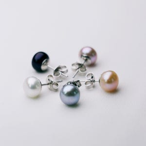 14K Solid Gold Pearl Stud Earrings: AA+ Freshwater Pearls