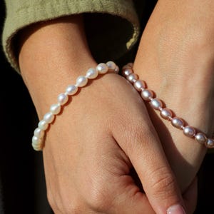 Colorful Rice Pearl Bracelet: Sterling Silver Clasp, Bridal Jewelry