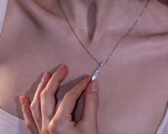Organic Biwa Pearl Pendant ,Real Freshwater Pearl Necklace with Silver,Minimalist Jewelry