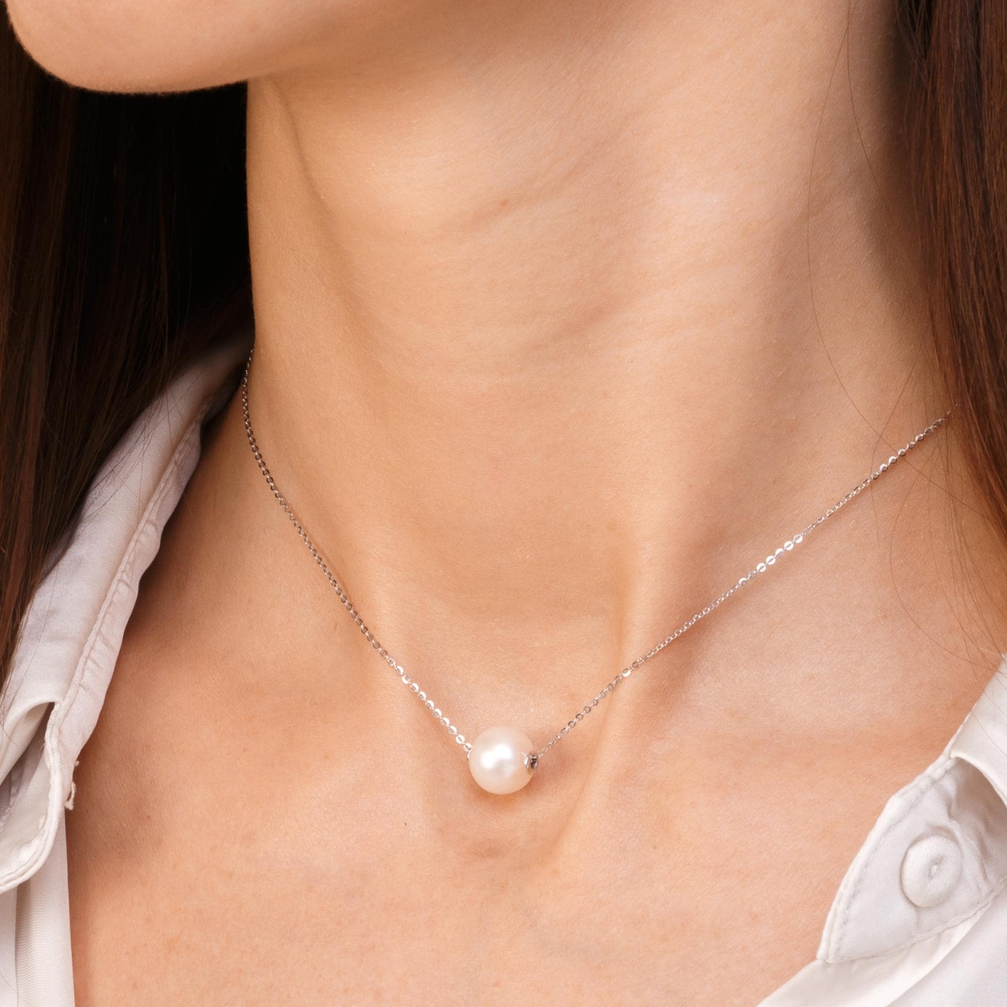 Pearl Drop Necklaces, Permanent Jewelry, Adjustable Choker, Pendant, Gift for Her, Elegant Simple Jewelry
