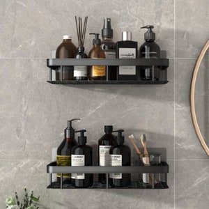 Bathroom Shelf No Drill Organizer Shower Storage Rack Black/White/Grey  Corner Shelves Wall Mounted Toilet Shampoo Holder