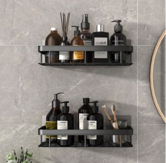 No-drill bathroom shelf