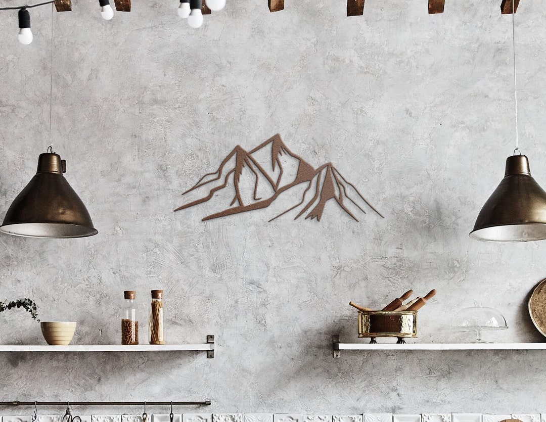 Large Mountain Metal Wall Art, Minimalist Metal Wall Art Etsy