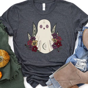 Boho Halloween T-Shirt, Floral Halloween, Ghost Shirt, Fall Sweatshirt, Cute Ghost