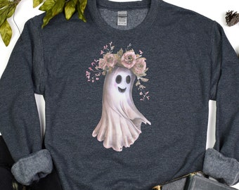 Halloween Unisex Sweatshirt, Boho Ghost Shirt, Pastel Halloween Shirt, Cute Ghost Shirt, Fall Sweatshirt