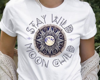 Stay Wild Moon Child Unisex t-shirt - Plus Size T-Shirt - Celestial Boho Shirt - Boho T-Shirt - Sun and Moon Shirt - Moon Phases