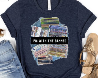 I&#39;m With The Banned unisex tshirt, Read Banned Books, Banned Books Shirt, Book Lover Shirt, Librarian Shirt