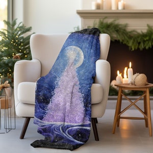 Pastel Christmas Crushed Velvet Blanket, Gothic Christmas, Dark Cottagecore Blanket, Couch Blanket