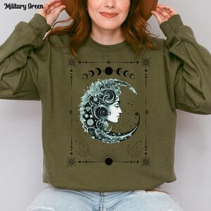 Moon Sweatshirt, Mystical Shirt, Moon Witch, Celestial Tarot Shirt, Moon Phase Shirt