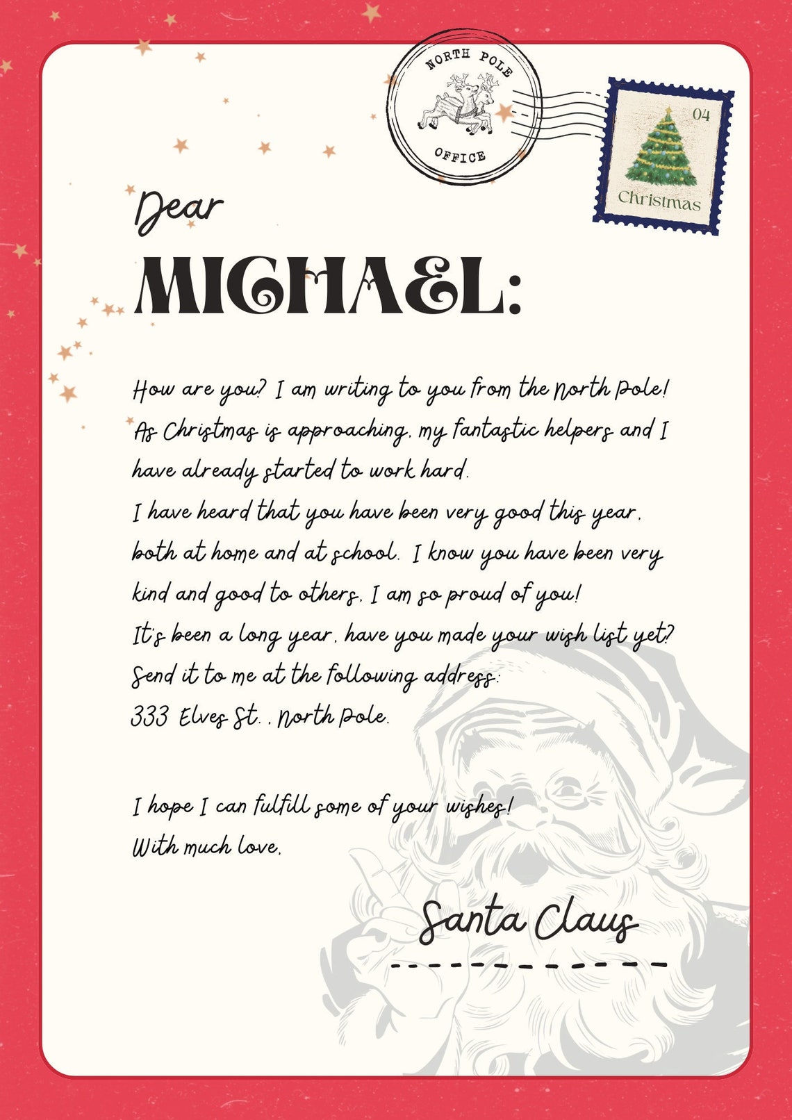 Editable Letter From Santa Template, Official Santa Letter, DIY Santa ...
